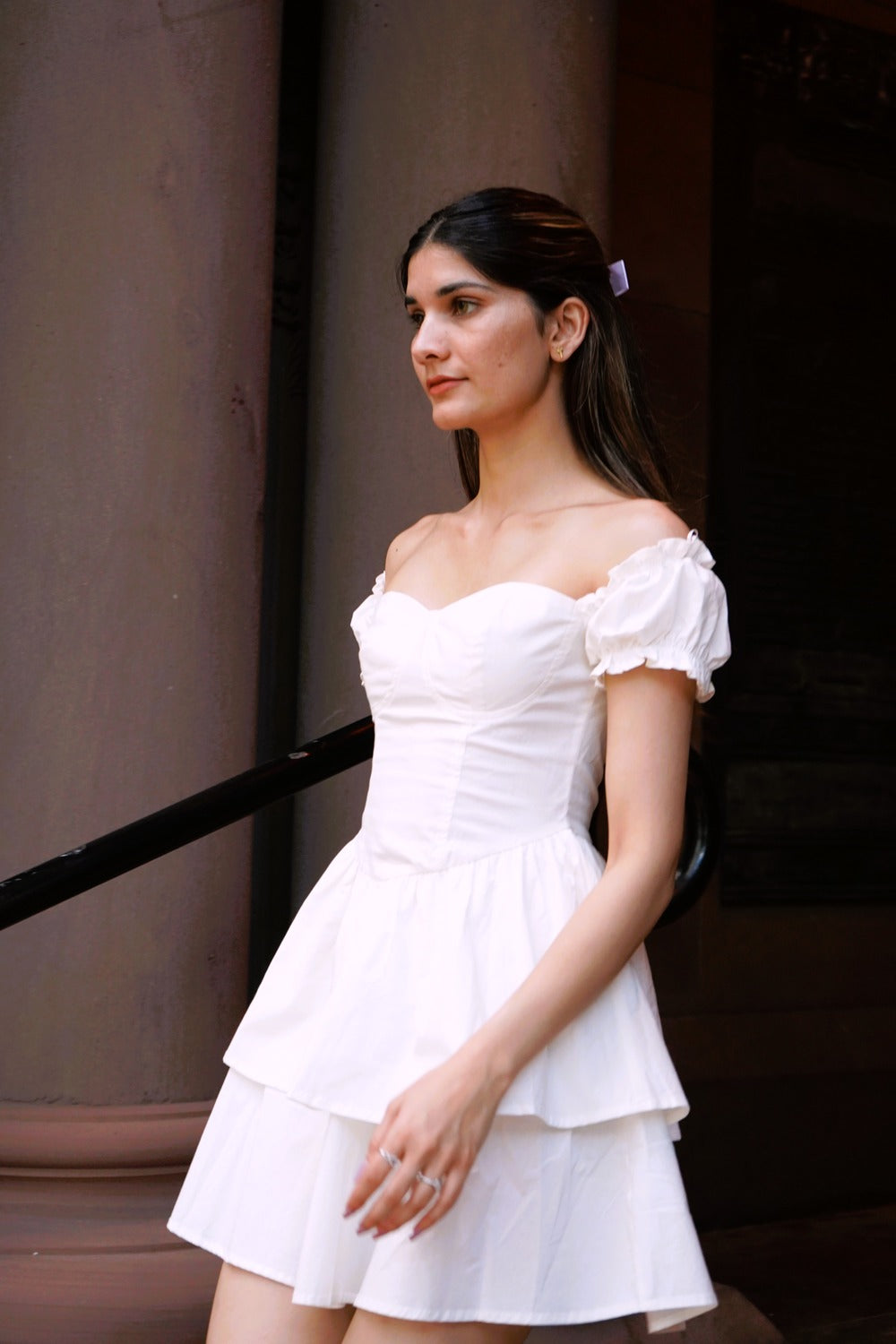 Off Shoulder Double Skirt