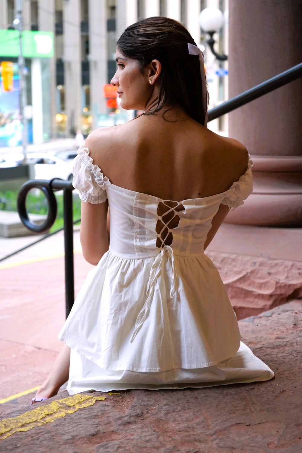 Off Shoulder Double Skirt
