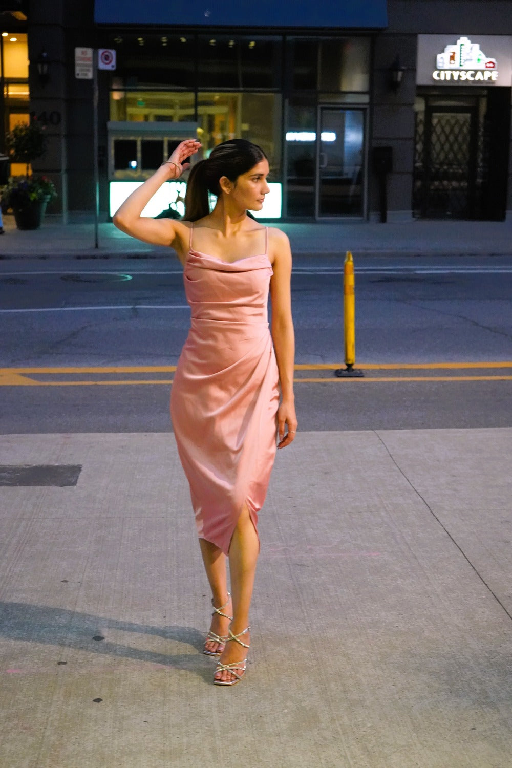 Side Slit Satin Midi