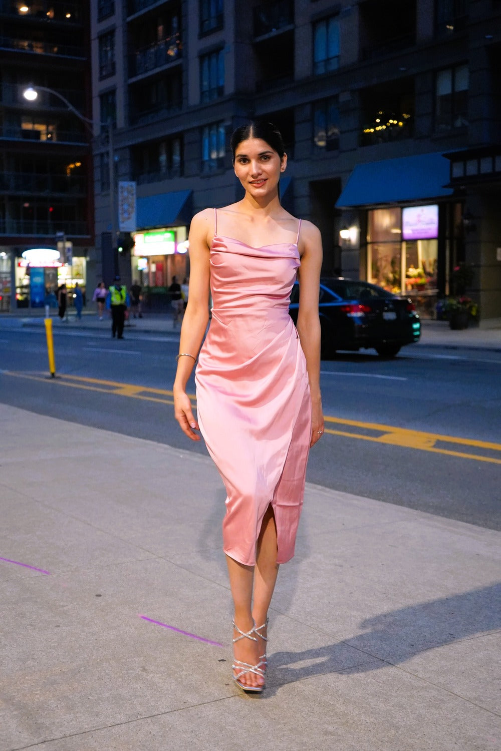 Side Slit Satin Midi