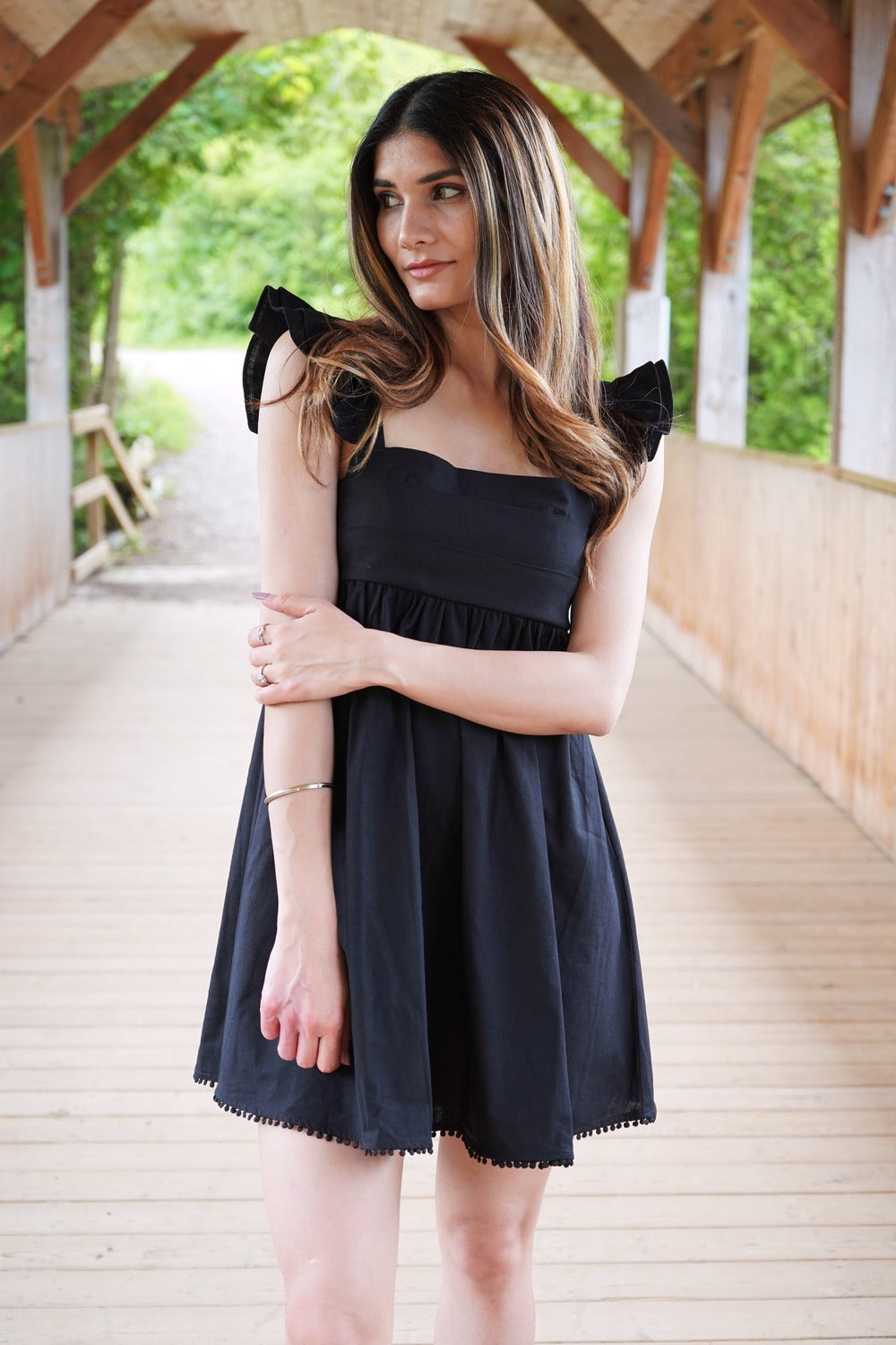 Square Neck Ruffle Sleeve