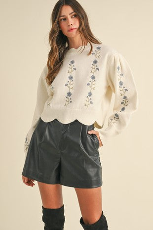 Floral Embroidered Knit Top