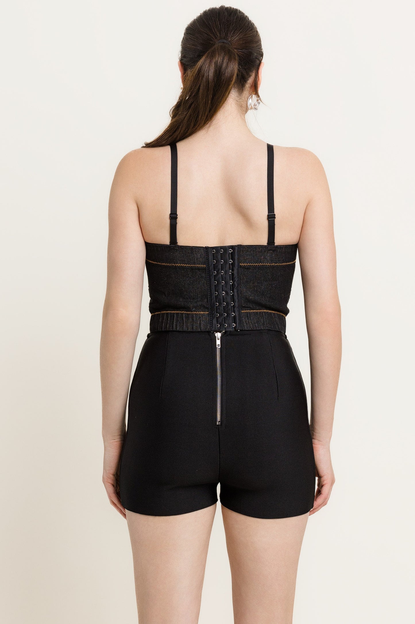 London Rhinestone Denim Bustier