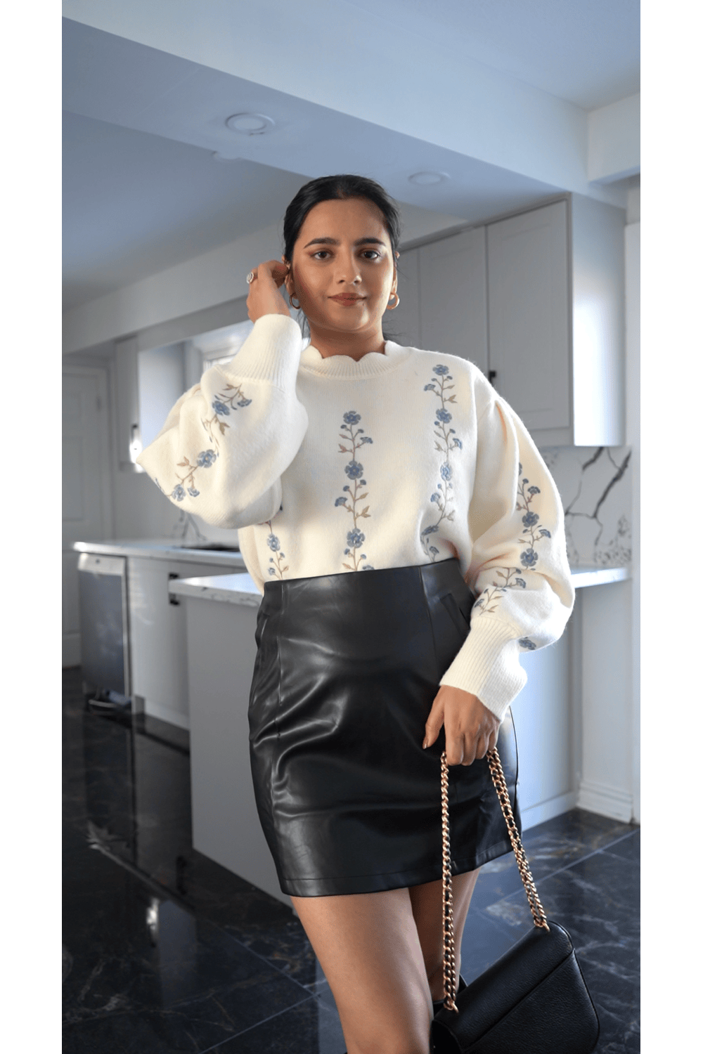 Floral Embroidered Knit Top