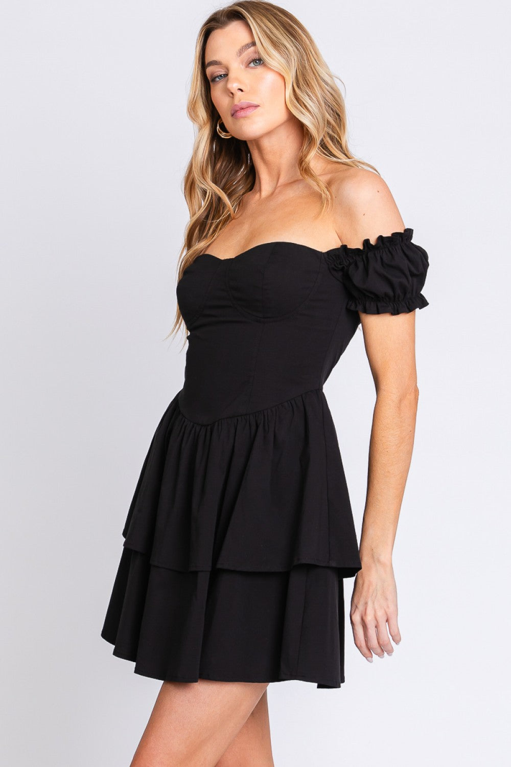 Off Shoulder Double Skirt