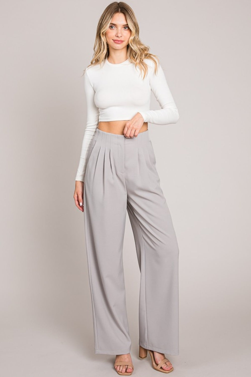 Luna Twill Darted Wide Leg Pant