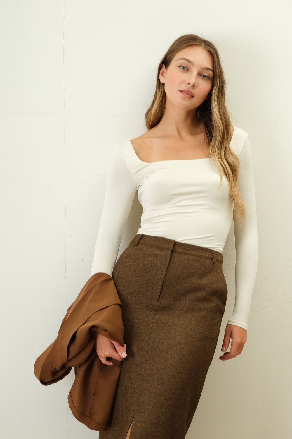 Reversible Square Neck Light Beige Top