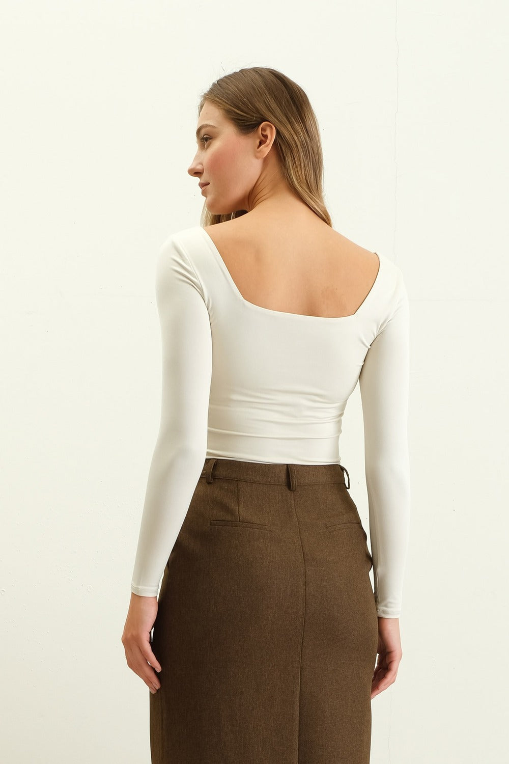 Reversible Square Neck Light Beige Top