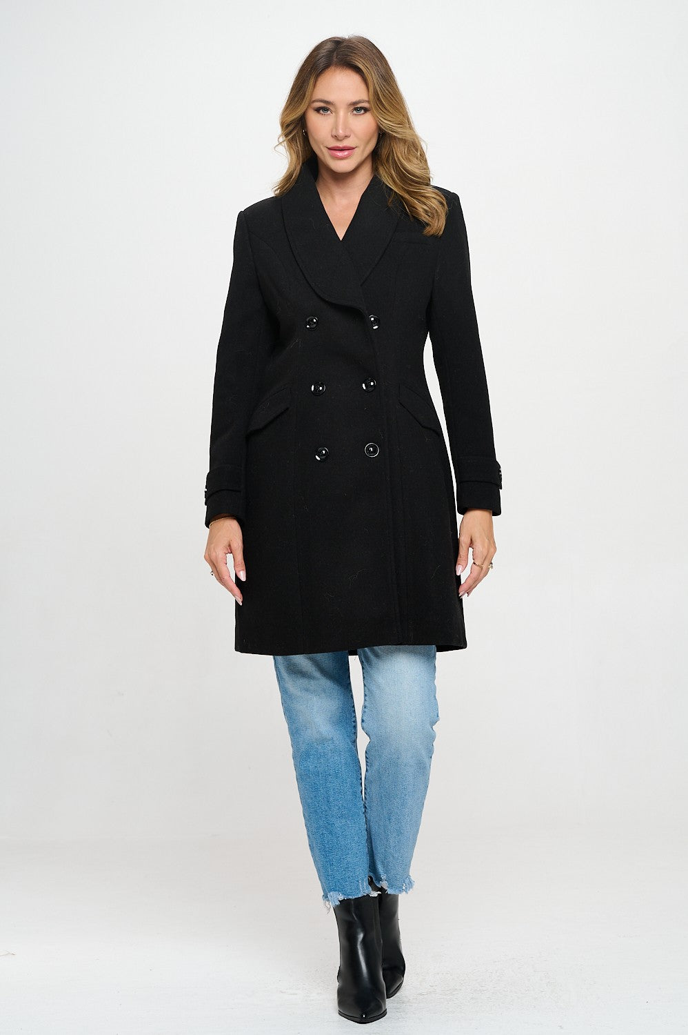Double Breasted Vegan Wool Coat