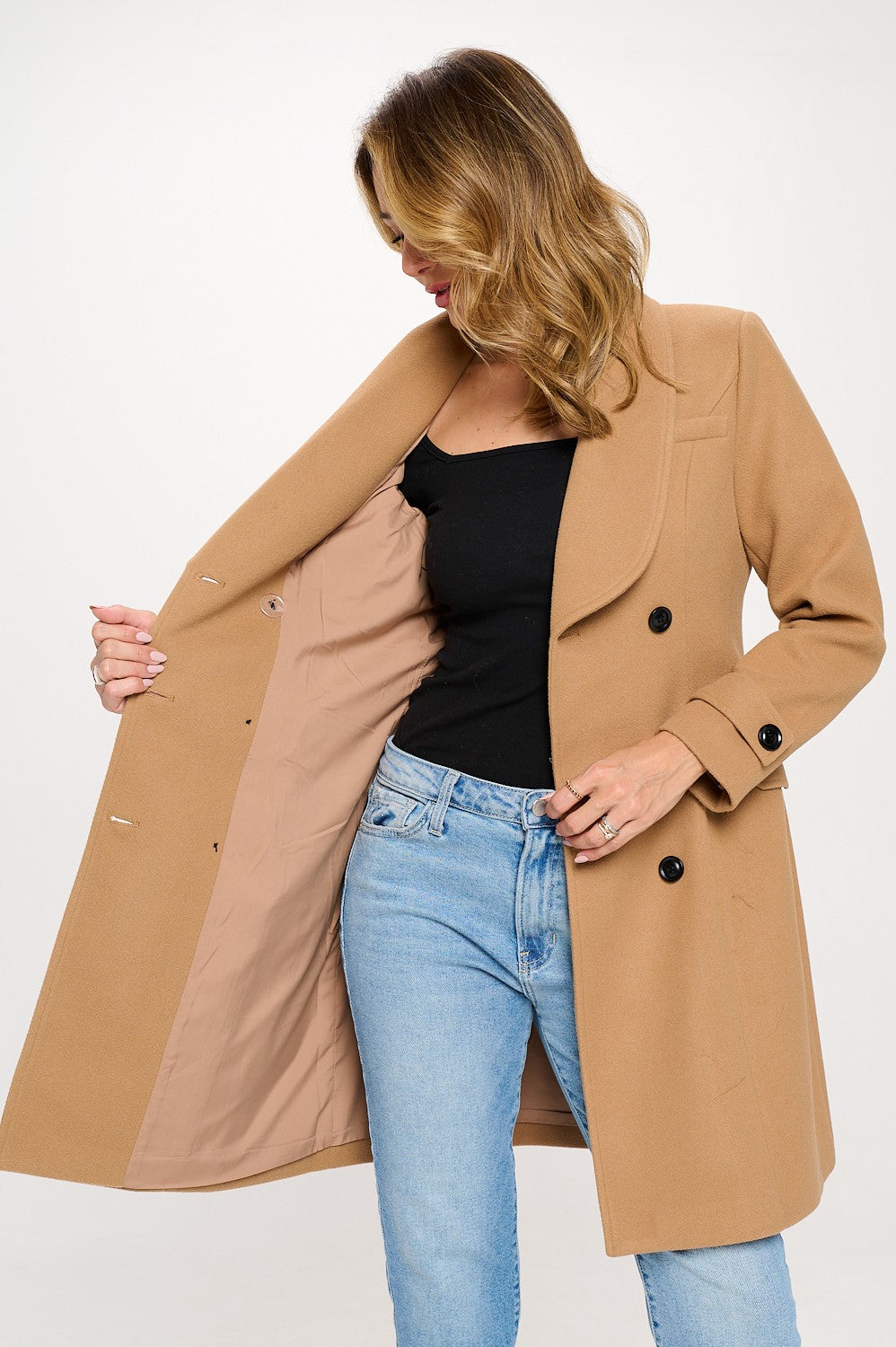 Double Breasted Vegan Wool Coat